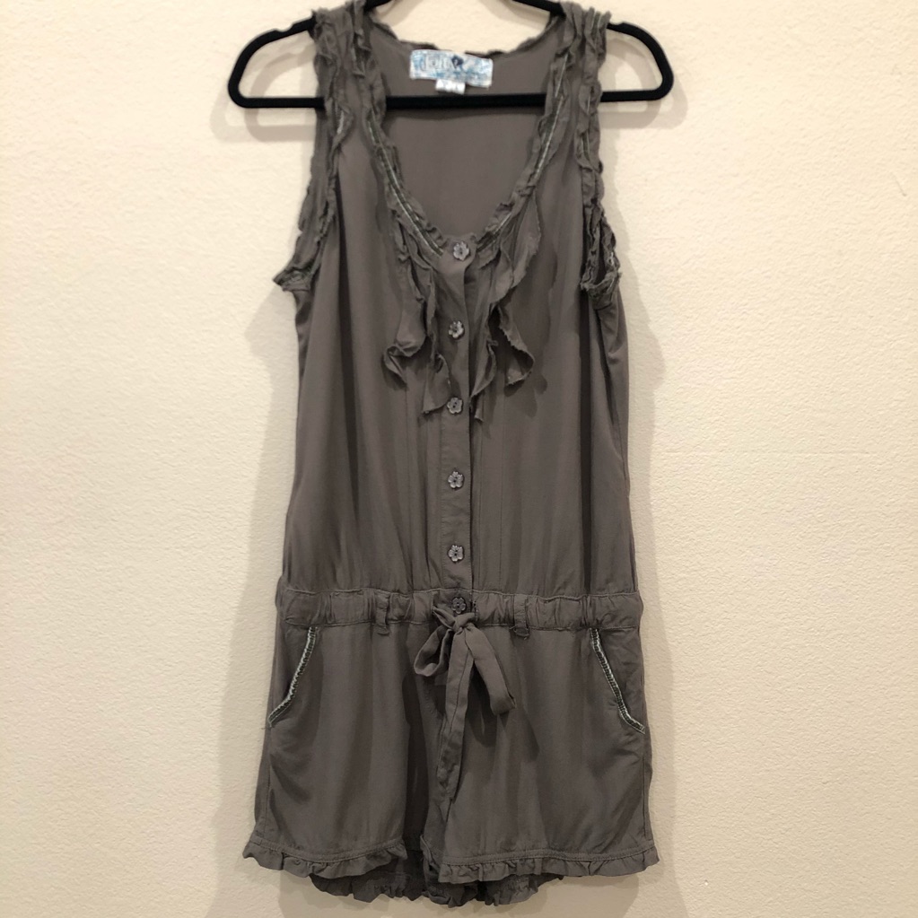 Jolt Brown Tank Romper With Tie Belt